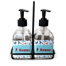 Hockey 2 Glass Soap & Lotion Bottles (Personalized)