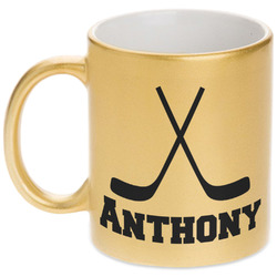 Hockey 2 Metallic Gold Mug (Personalized)