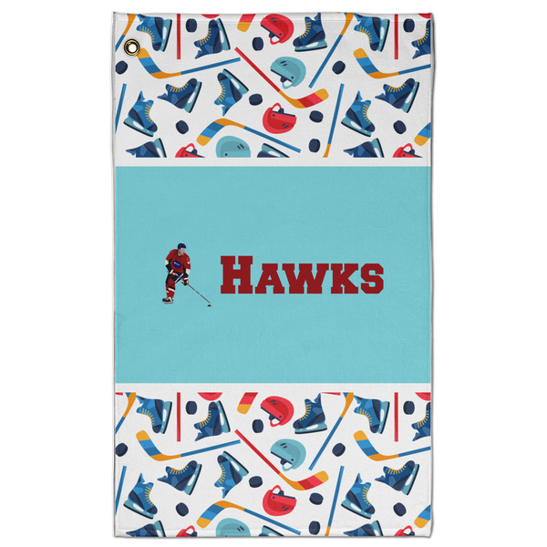 Custom Hockey 2 Golf Towel - Poly-Cotton Blend - Large w/ Name or Text
