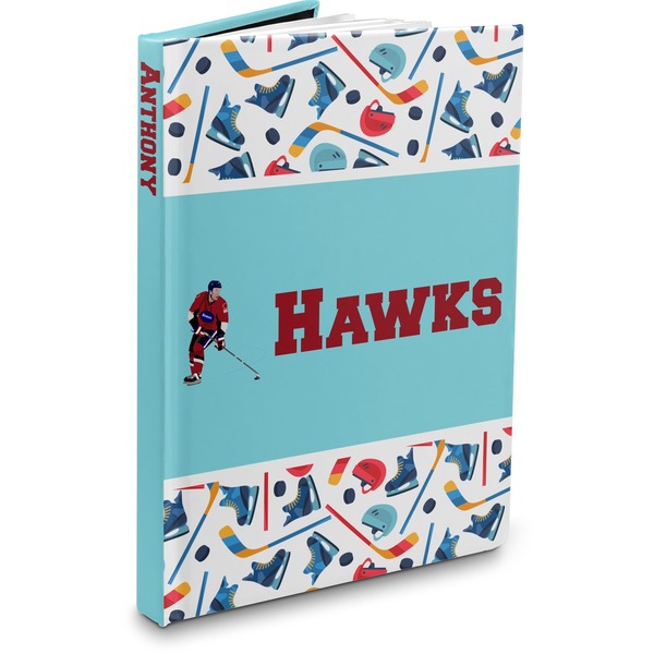 Custom Hockey 2 Hardbound Journal - 5.75" x 8" (Personalized)