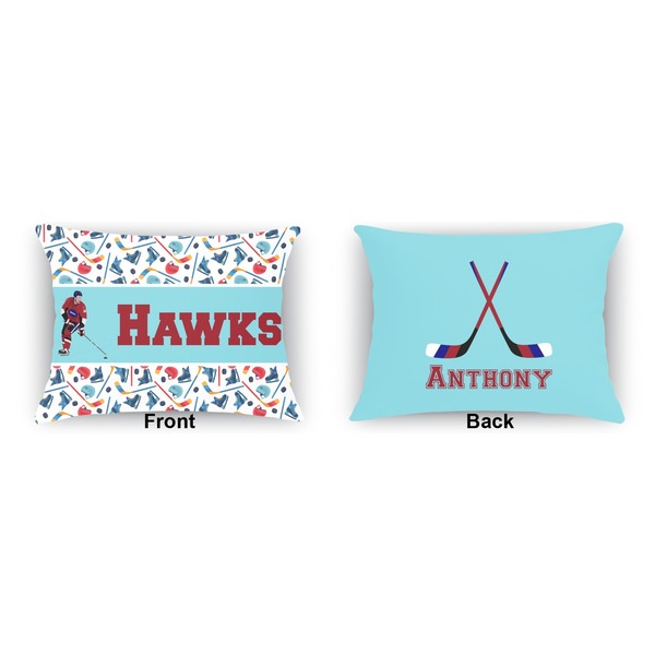 Hockey 2 Indoor Rectangular Burlap Pillow (Front and Back)