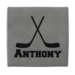 Hockey 2 Jewelry Gift Box - Engraved Leather Lid (Personalized)