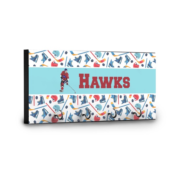 Hockey 2 Key Hanger - Front View with Hooks