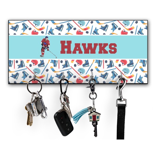 Custom Hockey 2 Key Hanger w/ 4 Hooks w/ Graphics and Text