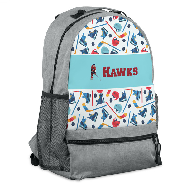 Custom Hockey 2 Backpack - Grey (Personalized)