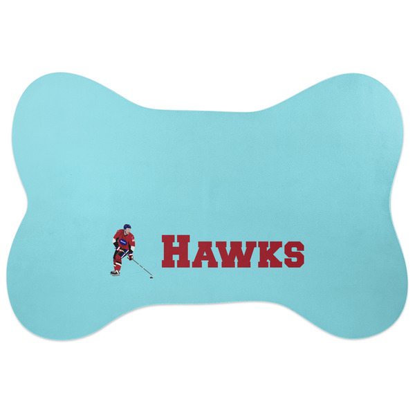 Custom Hockey 2 Bone Shaped Dog Food Mat (Personalized)