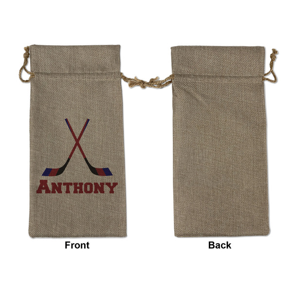 Hockey 2 Large Burlap Gift Bags - Front Approval