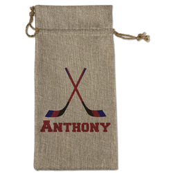 Hockey 2 Large Burlap Gift Bag - Front (Personalized)