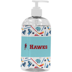 Hockey 2 Plastic Soap / Lotion Dispenser (16 oz - Large - White) (Personalized)