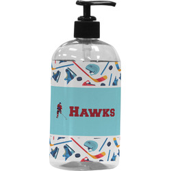 Hockey 2 Plastic Soap / Lotion Dispenser (16 oz - Large - Black) (Personalized)