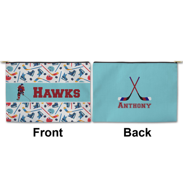 Hockey 2 Large Zipper Pouch Approval (Front and Back)