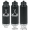 Hockey 2 Laser Engraved Water Bottles - 2 Styles - Front & Back View