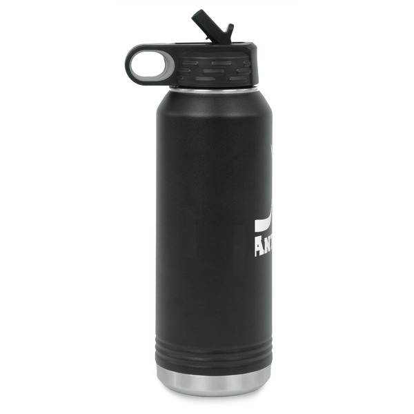 Hockey 2 Laser Engraved Water Bottles - Front Engraving - Side View