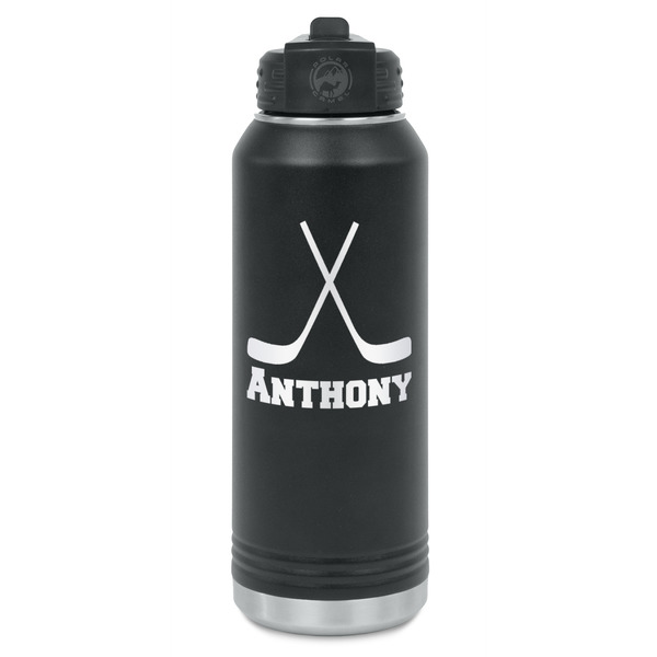 Custom Hockey 2 Water Bottle - Laser Engraved - Front (Personalized)