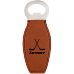 Hockey 2 Leatherette Bottle Opener - Double Sided (Personalized)