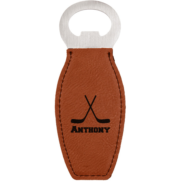 Custom Hockey 2 Leatherette Bottle Opener (Personalized)
