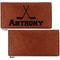 Hockey 2 Leather Checkbook Holder Front and Back Single Sided - Apvl