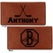 Hockey 2 Leather Checkbook Holder Front and Back