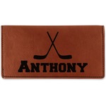 Hockey 2 Leatherette Checkbook Holder - Double Sided (Personalized)