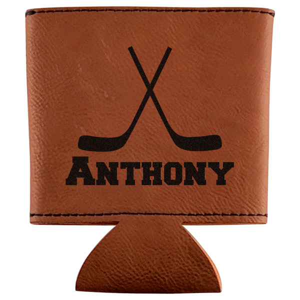 Custom Hockey 2 Leatherette Can Sleeve (Personalized)