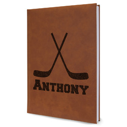 Hockey 2 Leatherette Journal - Large - Single Sided (Personalized)