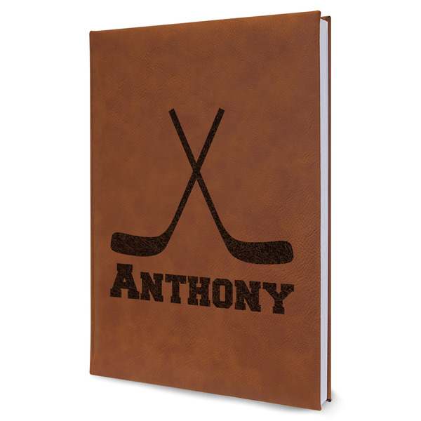 Custom Hockey 2 Leatherette Journal - Large - Single Sided (Personalized)