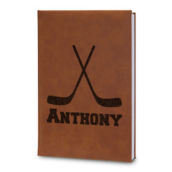 Hockey 2 Leatherette Journal - Large - Double Sided (Personalized)