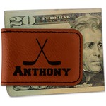Hockey 2 Leatherette Magnetic Money Clip (Personalized)