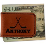 Hockey 2 Leatherette Magnetic Money Clip - Double Sided (Personalized)