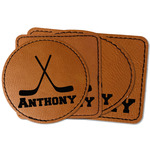 Hockey 2 Faux Leather Iron On Patch (Personalized)