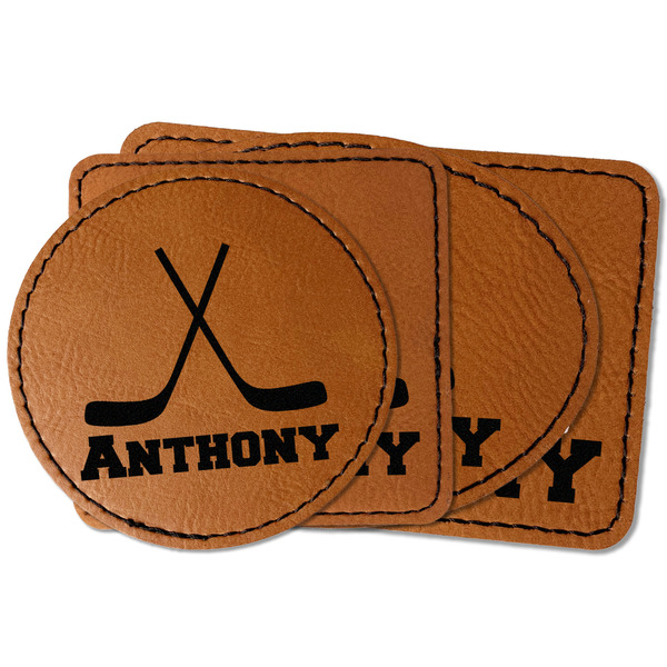 Custom Hockey 2 Faux Leather Iron On Patch (Personalized)