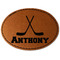 Hockey 2 Faux Leather Iron On Patch - Oval (Personalized)