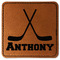 Hockey 2 Faux Leather Iron On Patch - Square (Personalized)