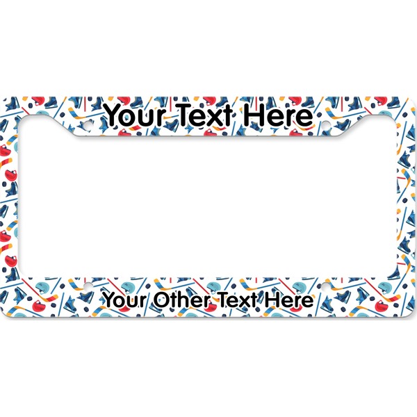 Custom Hockey 2 License Plate Frame - Style B (Personalized)