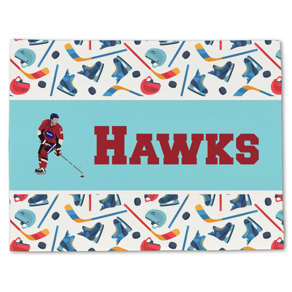 Custom Hockey 2 Single-Sided Linen Placemat - Single w/ Name or Text
