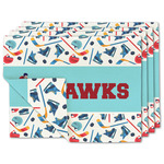 Hockey 2 Double-Sided Linen Placemat - Set of 4 w/ Name or Text