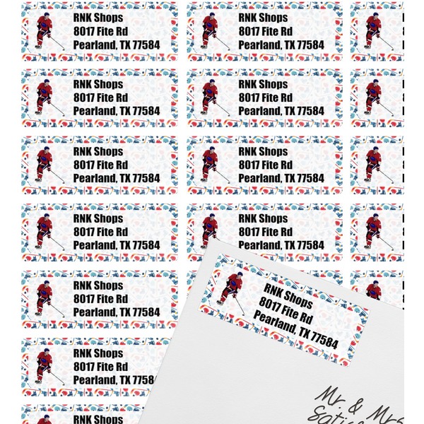 Hockey 2 Mailing Label on Envelope - Multiple Labels