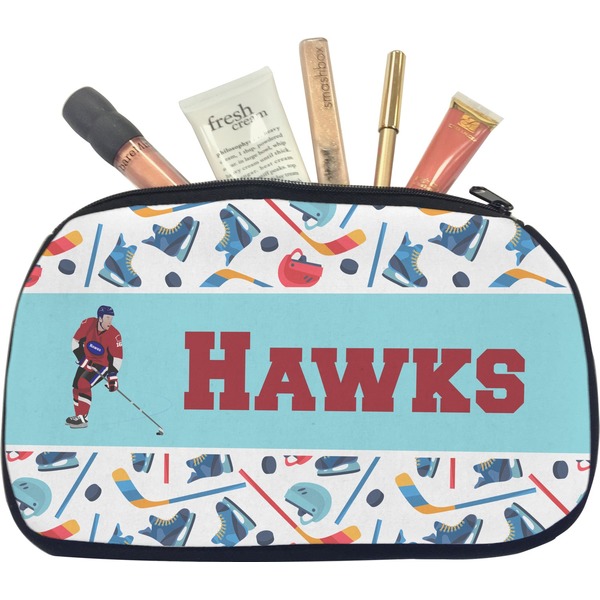 Custom Hockey 2 Makeup / Cosmetic Bag - Medium (Personalized)