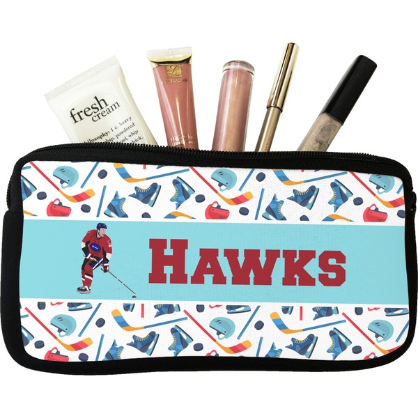 Custom Hockey 2 Makeup / Cosmetic Bag - Small (Personalized)