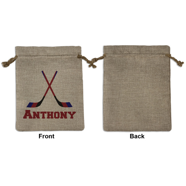 Hockey 2 Medium Burlap Gift Bag - Front Approval