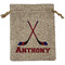 Hockey 2 Medium Burlap Gift Bag - Front (Personalized)