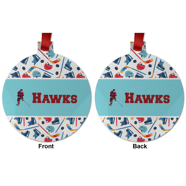 Hockey 2 Metal Ball Ornament - Front and Back