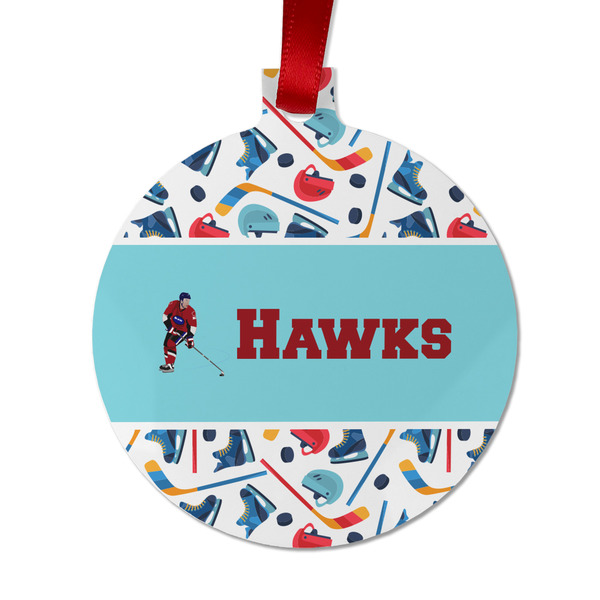 Custom Hockey 2 Metal Ball Ornament - Double Sided w/ Name or Text