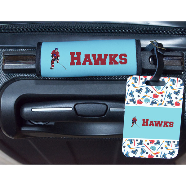 Hockey 2 Metal Luggage Tag & Handle Wrap - In Context