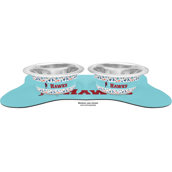 Hockey 2 Metal Pet Bowls - On Dog Bone Shaped Mat