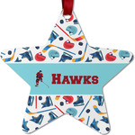 Hockey 2 Metal Star Ornament - Double Sided w/ Name or Text