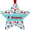Hockey 2 Metal Star Ornament - Front