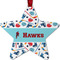 Hockey 2 Metal Star Ornament - Double Sided w/ Name or Text
