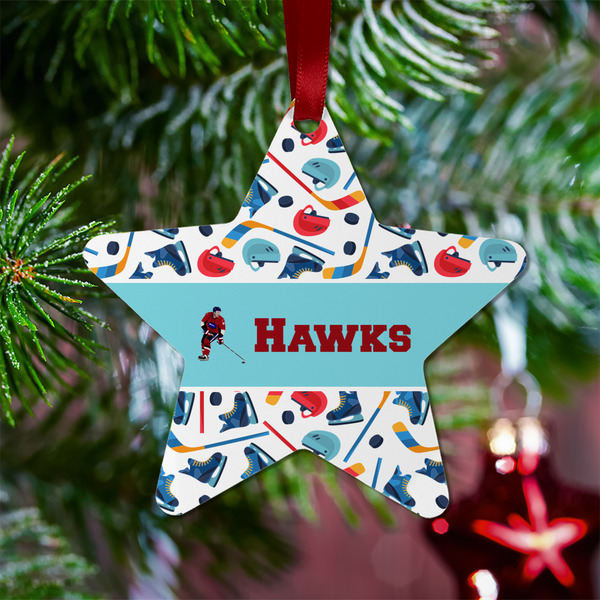 Hockey 2 Metal Star Ornament - Lifestyle