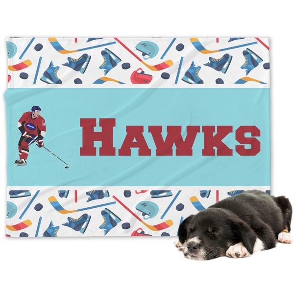 Custom Hockey 2 Dog Blanket - Large (Personalized)